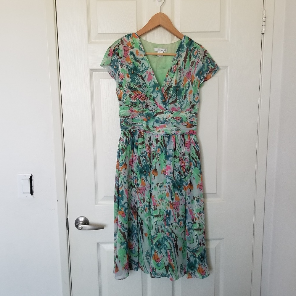 WD.NY 100% Silk Sleeveless Green Dress Size 4